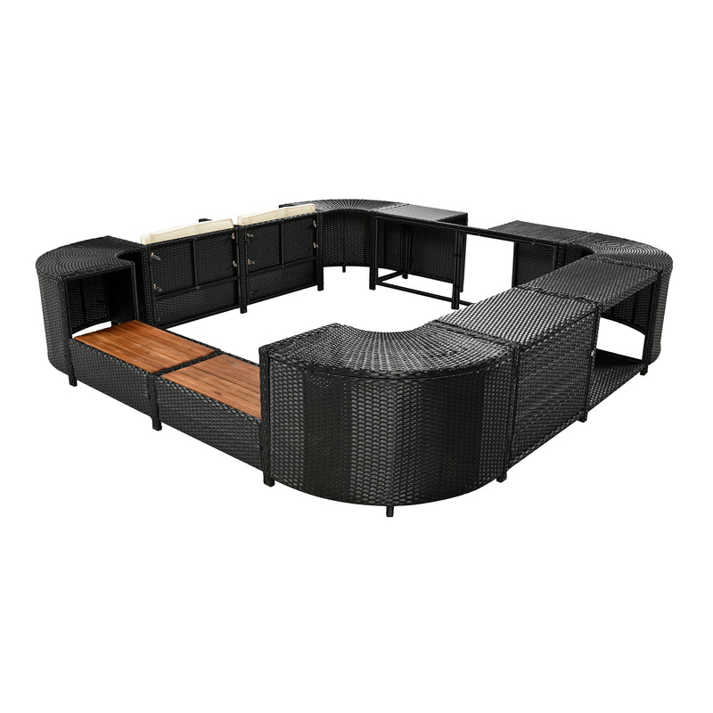 Walker Edison | Outdoor Wicker Spa Surround Frame