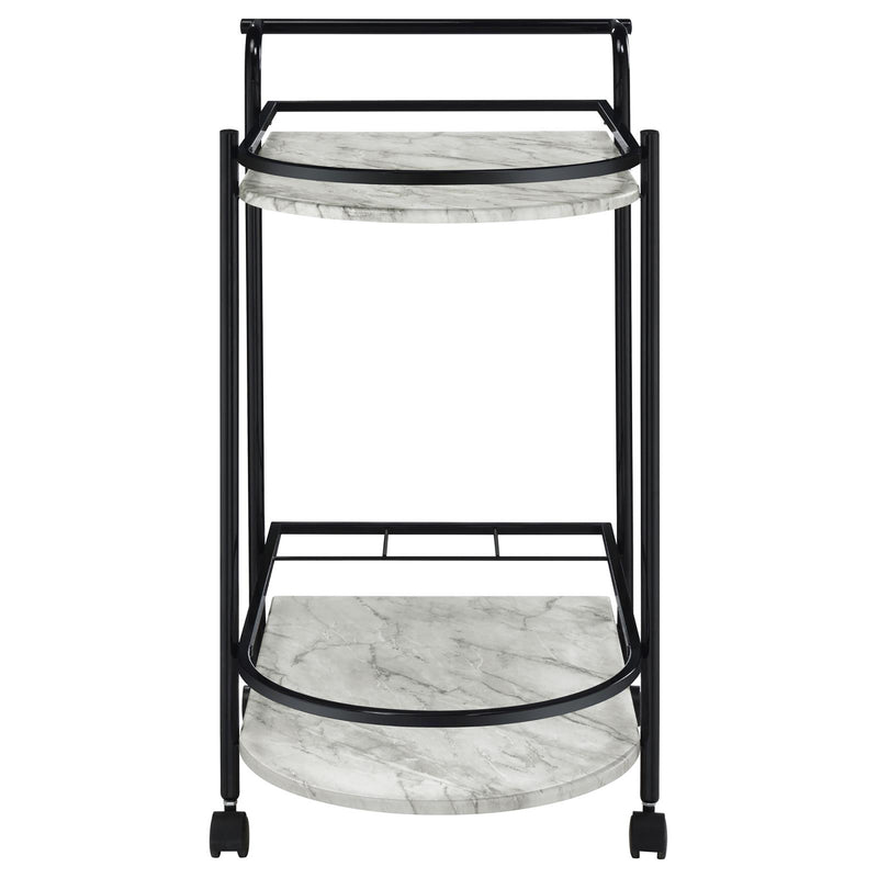 Walker Edison | Faux White Marble Serving Cart with Wine Rack