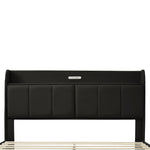 Walker Edison | Modern Upholstered Platform Queen Bed with Floating Bed Frame & Storage Headboard Thumbnail