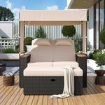 Walker Edison | Outdoor Patio 2-Piece Rattan Chairs and Bench Roof Set Thumbnail