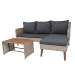 Walker Edison | Wicker Weather Proof 3 Piece Patio Sectional Chat Set Thumbnail