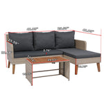 Walker Edison | Wicker Weather Proof 3 Piece Patio Sectional Chat Set Thumbnail