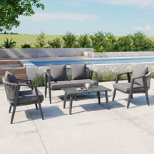 Curve Metal Rope Design Outdoor Loveseat Set