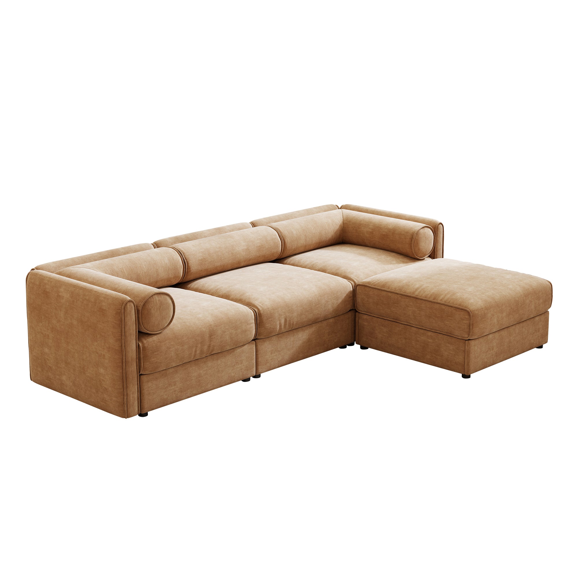 Walker Edison Sofa with Ottoman - Thumbnail 3
