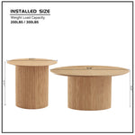 Walker Edison | Minimalist Fluted Set of 2 Round Coffee Side Table Set Thumbnail