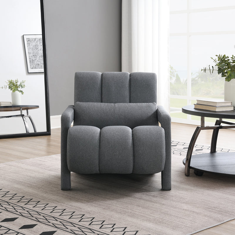 Walker Edison | Contemporary Modern Linen Upholstered Accent Chair with Pillow