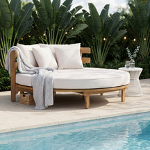 Outdoor Acacia Wood Round Lounger Daybed
