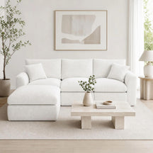 Cream L-Shaped Cloud Modular Sectional Sofa with Chaise