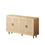 Walker Edison | Modern 4-Door Rattan Storage Sideboard TV Stand Thumbnail