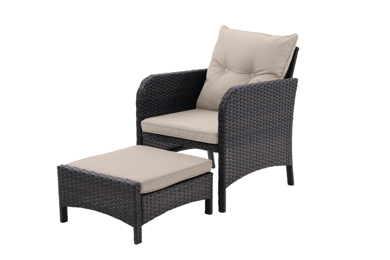 Walker Edison | Wicker 5 Piece Outdoor Patio Chat Set