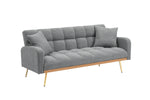 Walker Edison | Teddy Fleece Grey Sofa Bed 69" Grey Thumbnail