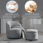 Walker Edison | Swivel Barrel Accent Chair with Ottoman Thumbnail