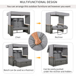 Walker Edison | Outdoor Patio 2-Piece Rattan Chairs and Bench Roof Set Thumbnail