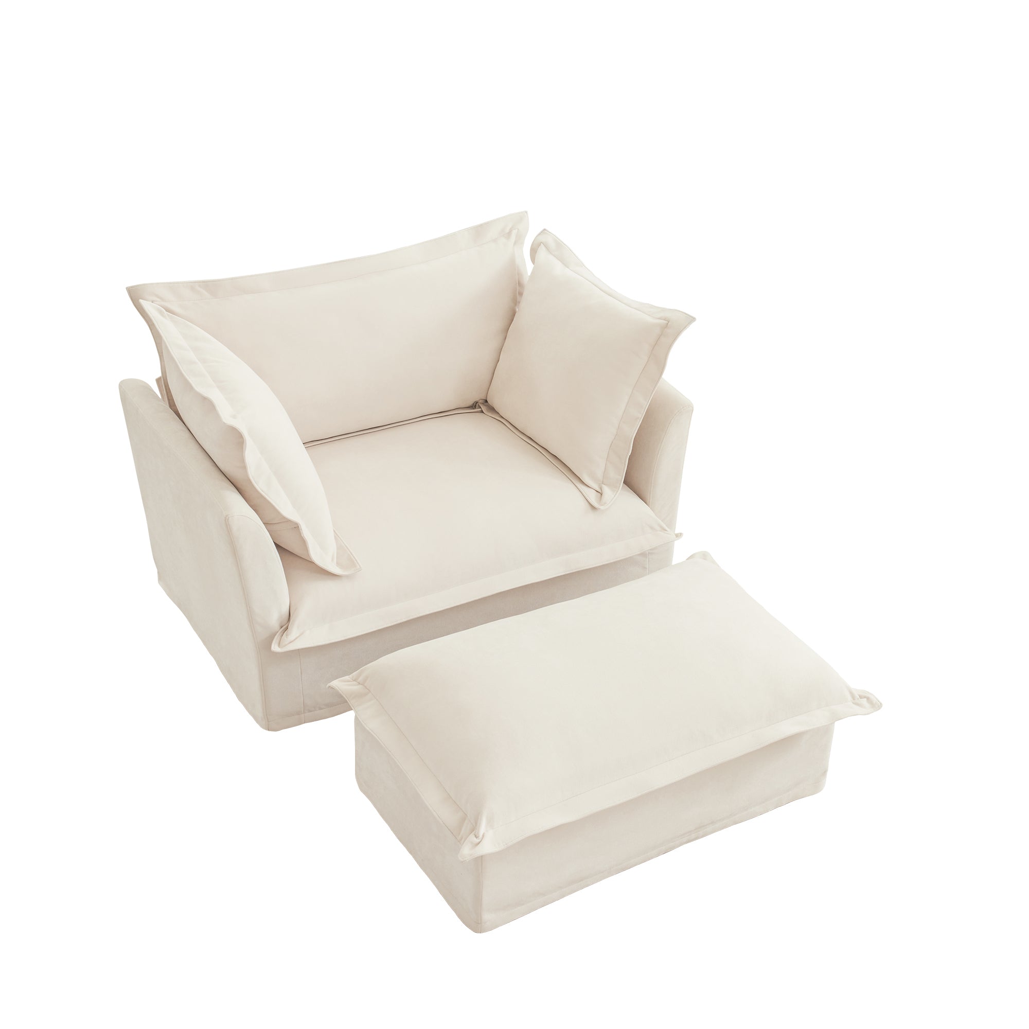 Walker Edison Accent Chair with Ottoman - Thumbnail 3