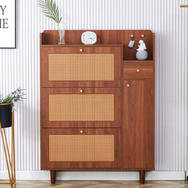 Walker Edison | Rattan Modern Minimalist Entryway Storage Cabinet