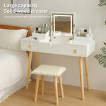 Walker Edison | Vanity Desk Set with LED Lighted Mirror Thumbnail