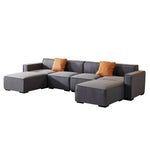 Walker Edison | U-Shape Sectional Linen Modular Couch Thumbnail