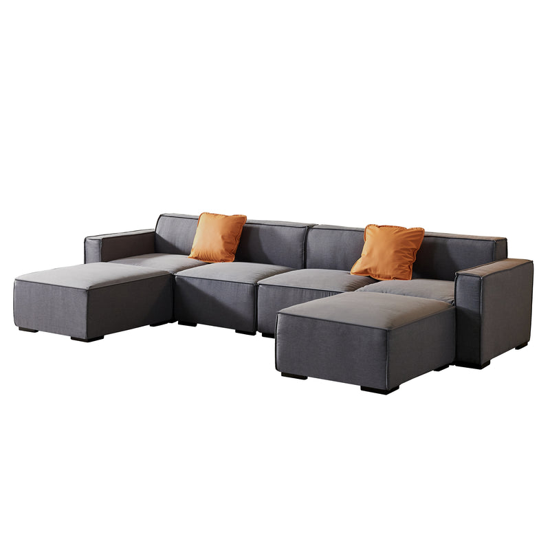 Walker Edison | U-Shape Sectional Linen Modular Couch