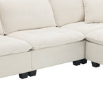 Walker Edison | Modern Cloud Sectional L Shape Couch w Ottoman Thumbnail