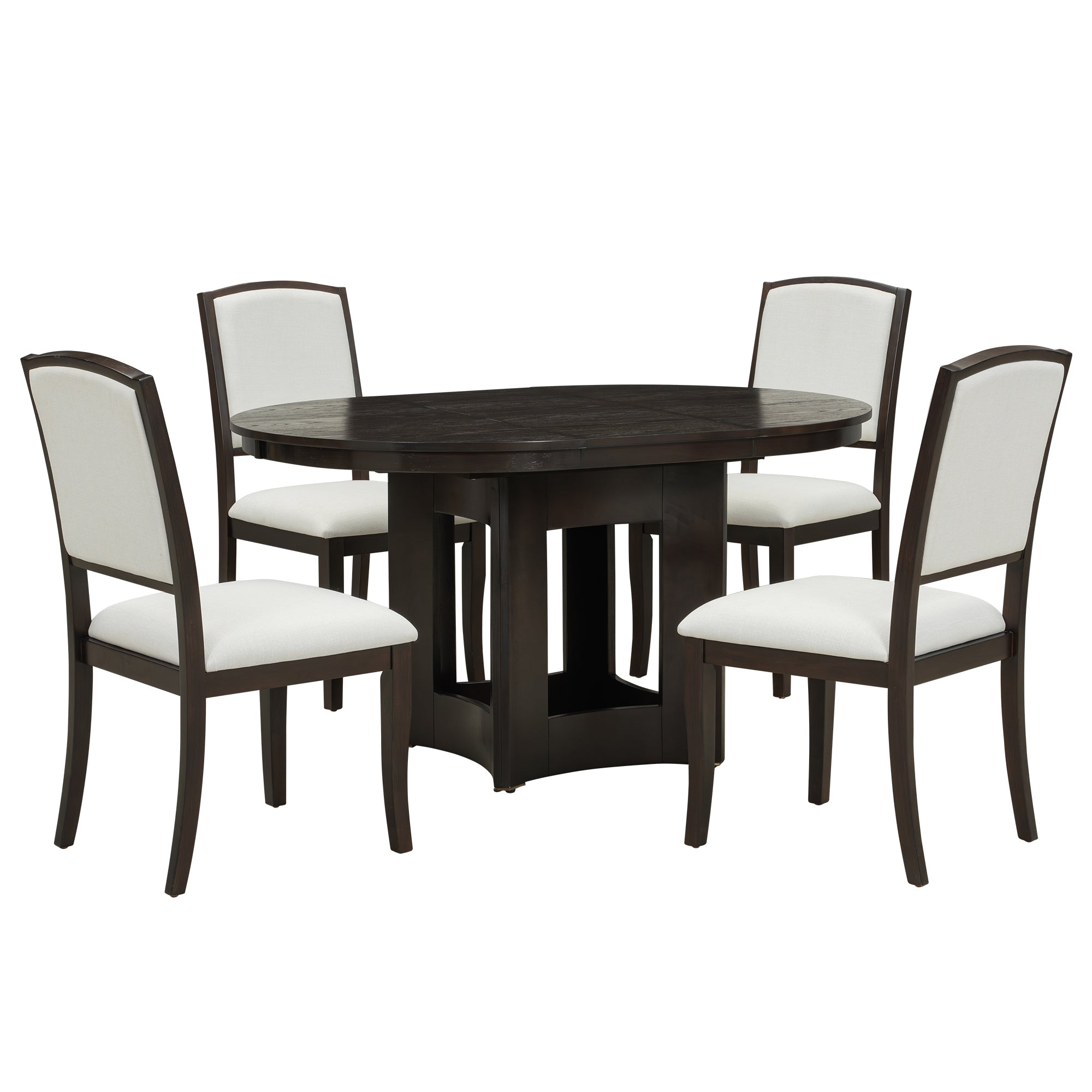 Classic Modern Extendable Round Dining Table Set