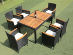 Walker Edison | 7 piece Outdoor Patio Wicker Dining Set Patio Thumbnail