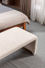 Walker Edison | Boucle Ottoman Footstool Bench Thumbnail