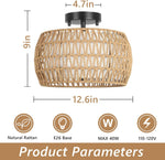 Walker Edison | Boho Rattan Flush Mount Ceiling Light Thumbnail