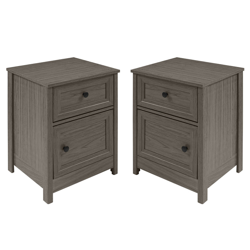 Groove Side 1 Drawer, 1 Door Nightstands 2 Piece Set Living Room Walker Edison Slate Grey 2-pack 