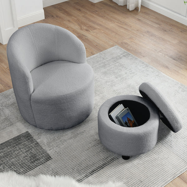 Walker Edison | Swivel Barrel Accent Chair with Ottoman