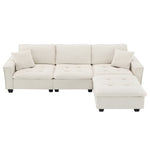 Walker Edison | Modern Cloud Sectional L Shape Couch w Ottoman Thumbnail