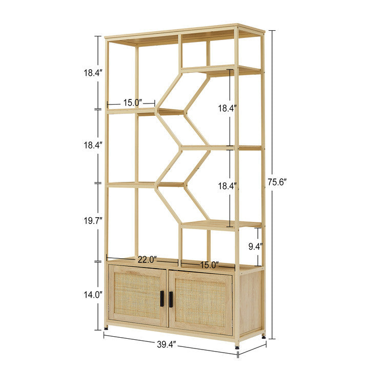 Walker Edison | Rattan Bookshelf Storage Cabinet