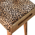 Walker Edison | Leopard Velvet Footstool Bench Thumbnail