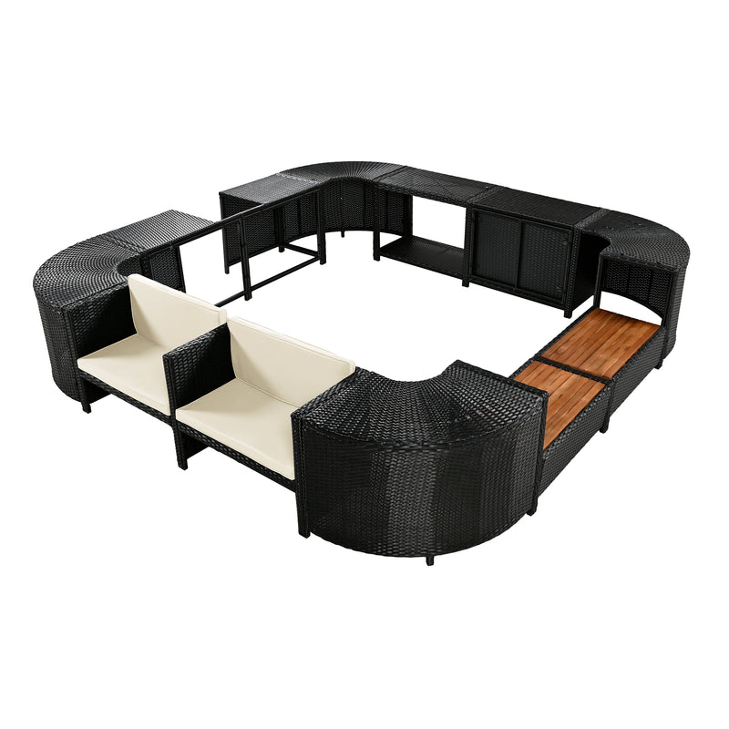 Walker Edison | Outdoor Wicker Spa Surround Frame