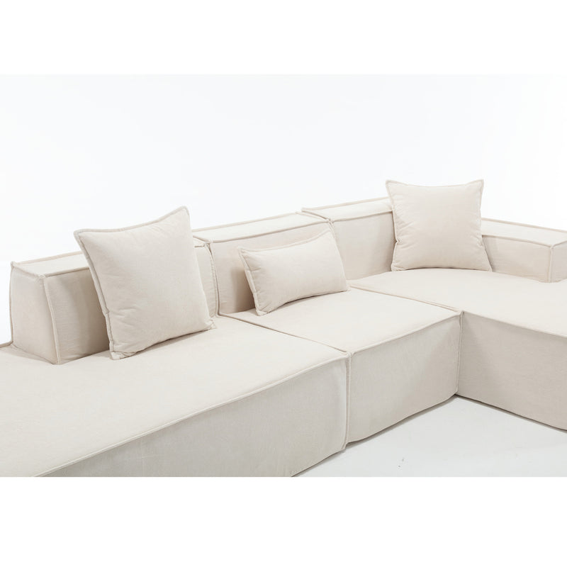 Walker Edison | Minimalist Terry Modular Couch with Right L-shaped Sectional