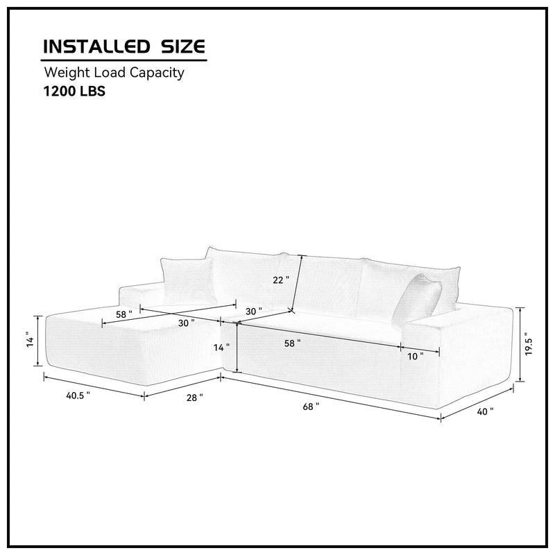 Walker Edison | Minimalist Right L-Shape Sectional Modular Couch