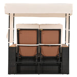 Walker Edison | Outdoor Patio 2-Piece Rattan Chairs and Bench Roof Set Thumbnail