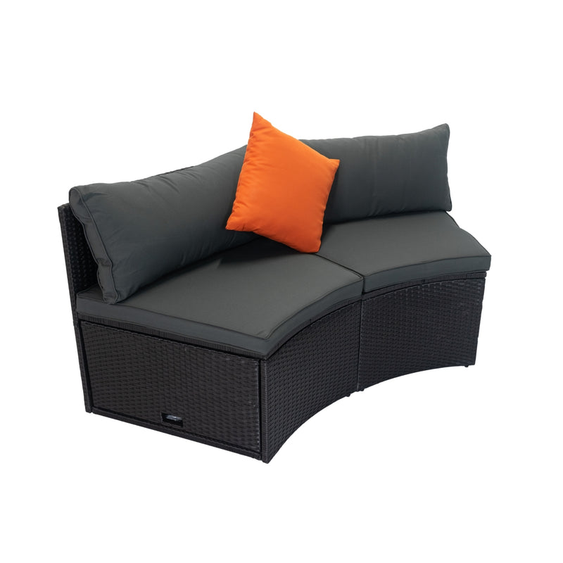 Walker Edison | Wicker Outdoor Sectional 6 Piece Patio Set with Storage and Pillows