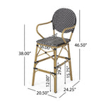 Walker Edison | Outdoor Wicker French Barstools, Set of 2 Thumbnail