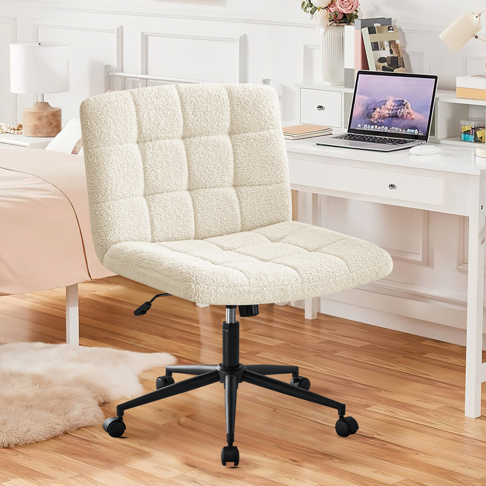 Walker Edison Viral Wide Seat Sherpa Home Office Desk Chair with Whe