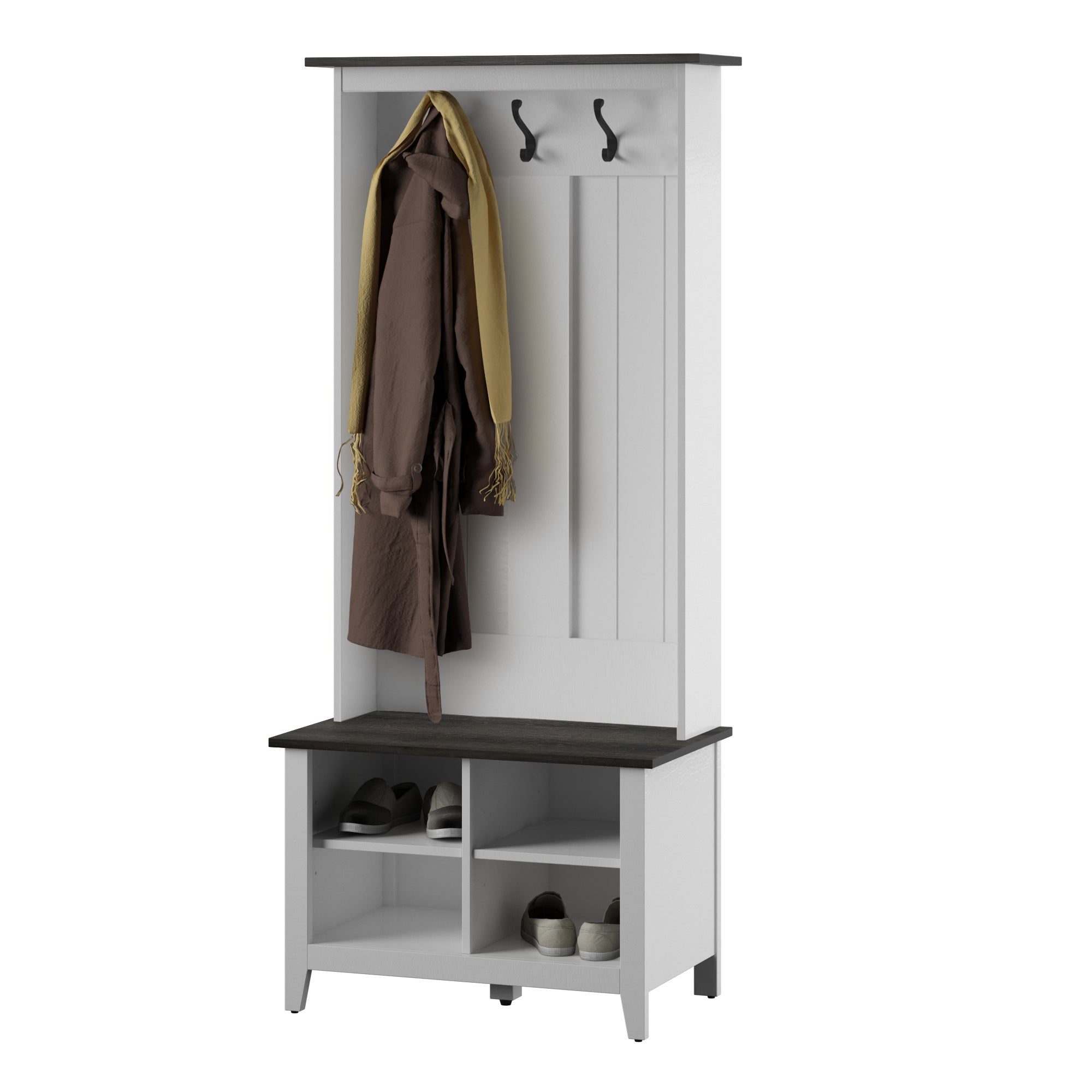 Walker Edison Entryway Hall Tree with Storage Bench - Thumbnail 3