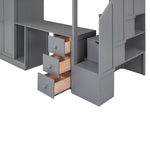 Walker Edison | Twin Size Loft Bed with Wardrobe and Staircase, Desk and Storage Thumbnail