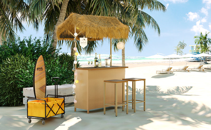 Walker Edison | Hawaiian-style Bar Height Patio Set