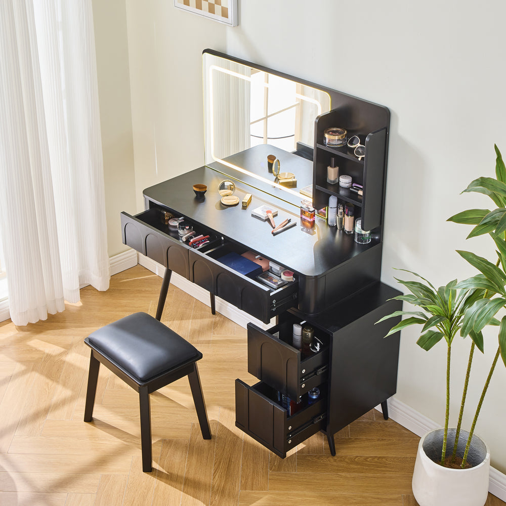 Modern Makeup Vanity Desk with LED Lights & Mirror for Women