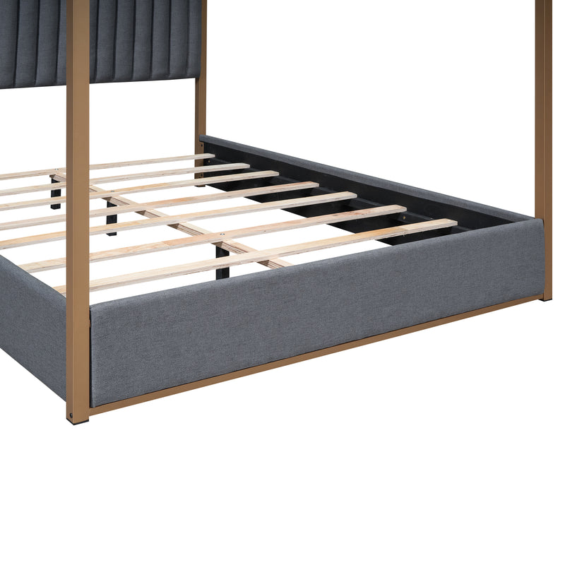 Walker Edison | Upholstered Canopy Platform Bed