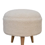 Walker Edison | Cream Boucle Rounded Footstool Thumbnail