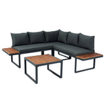 Walker Edison | Steel 4 Piece L-Shaped Patio Sectional Sofa Set Thumbnail