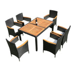 Walker Edison | 7 piece Outdoor Patio Wicker Dining Set Patio Thumbnail