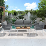 Walker Edison | 4-Piece Boho Rope Patio Chat Set Thumbnail