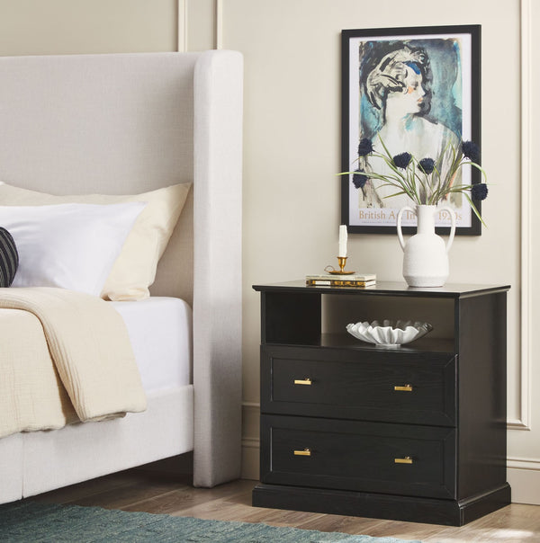 Clyde Modern Farmhouse Easy Assembly 2-Drawer Nightstand Side Table