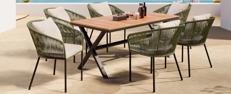 Walker Edison | All-Weather Outdoor 7 Pieces Patio Dining Set